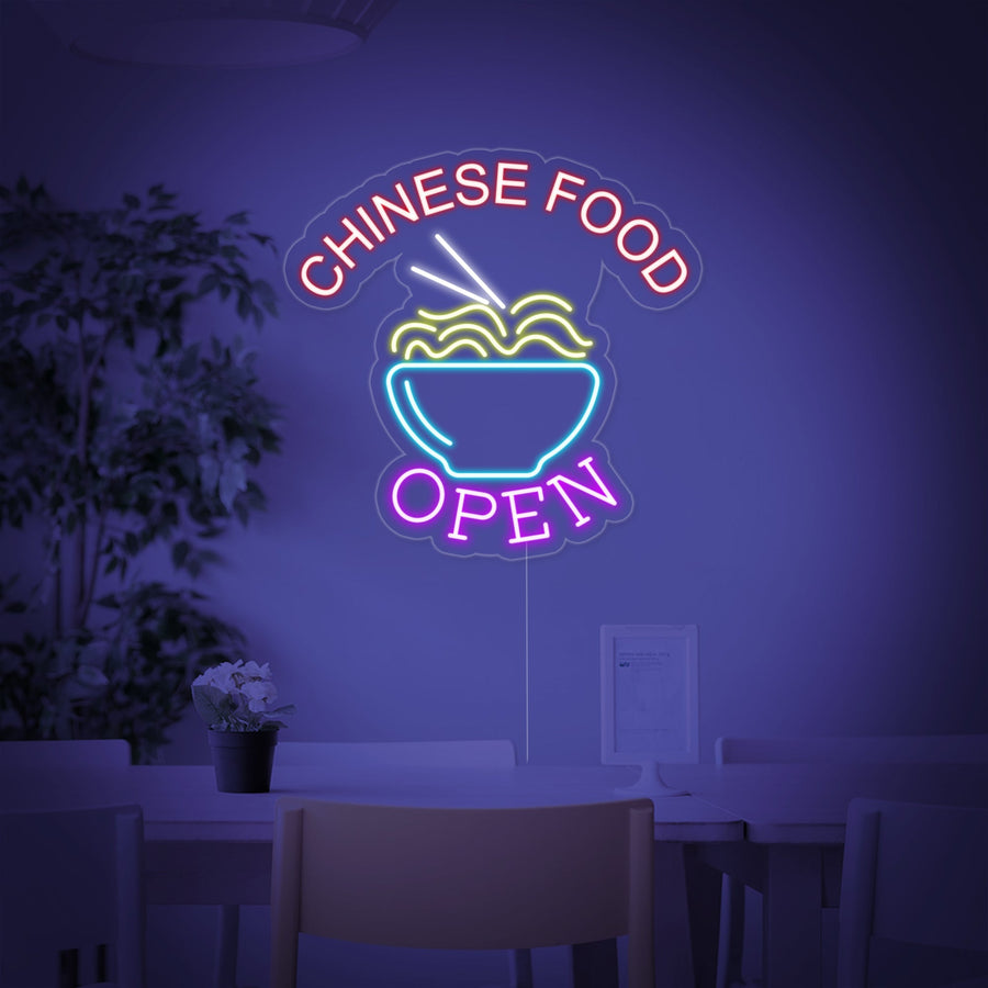 "Chinese Food Open Noodles" Neon Sign