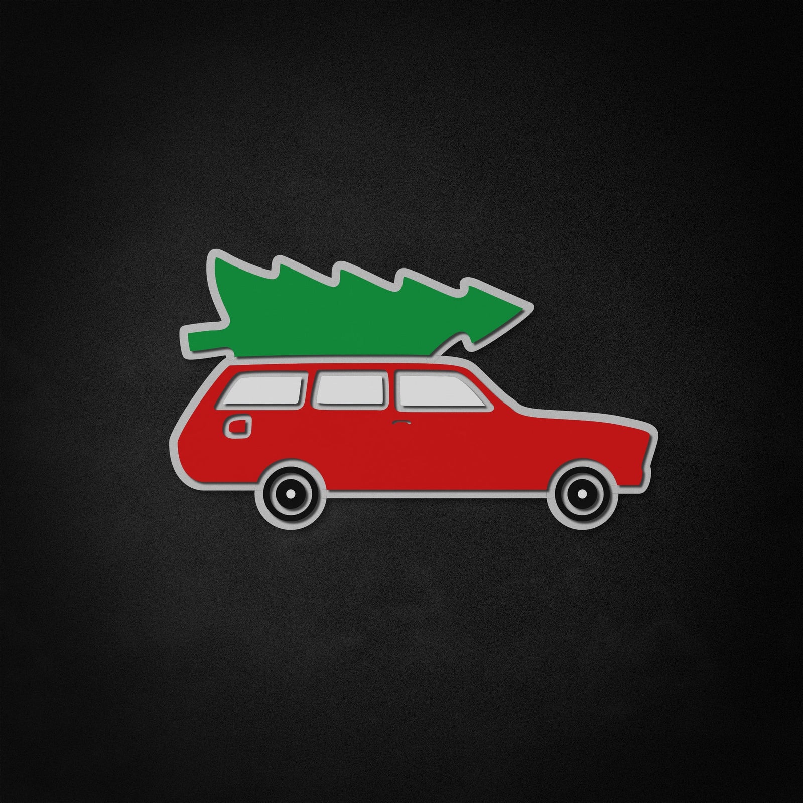Detailed graphic of the Christmas Wagon Neon Like sign design, showing the festive wagon and tree with 'Merry Christmas' text.