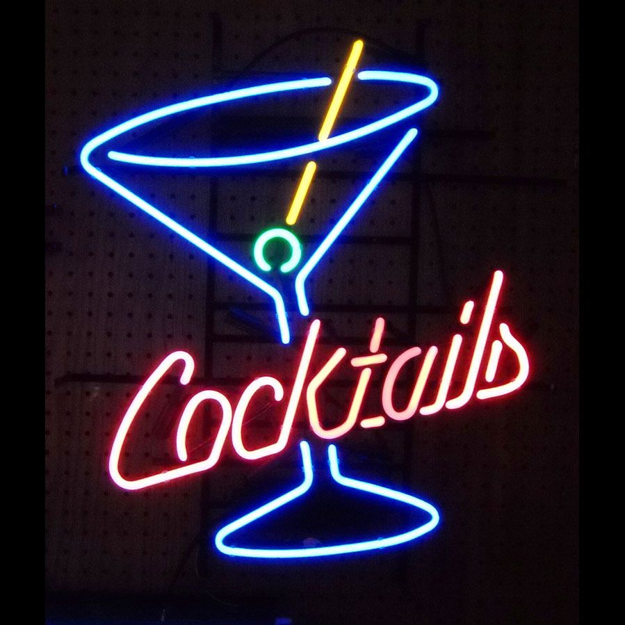 "Cocktails Martini Glass Logo Beer" Neon Sign