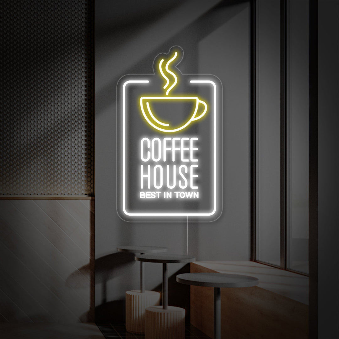 "Coffee House Best In Town" Neon Sign