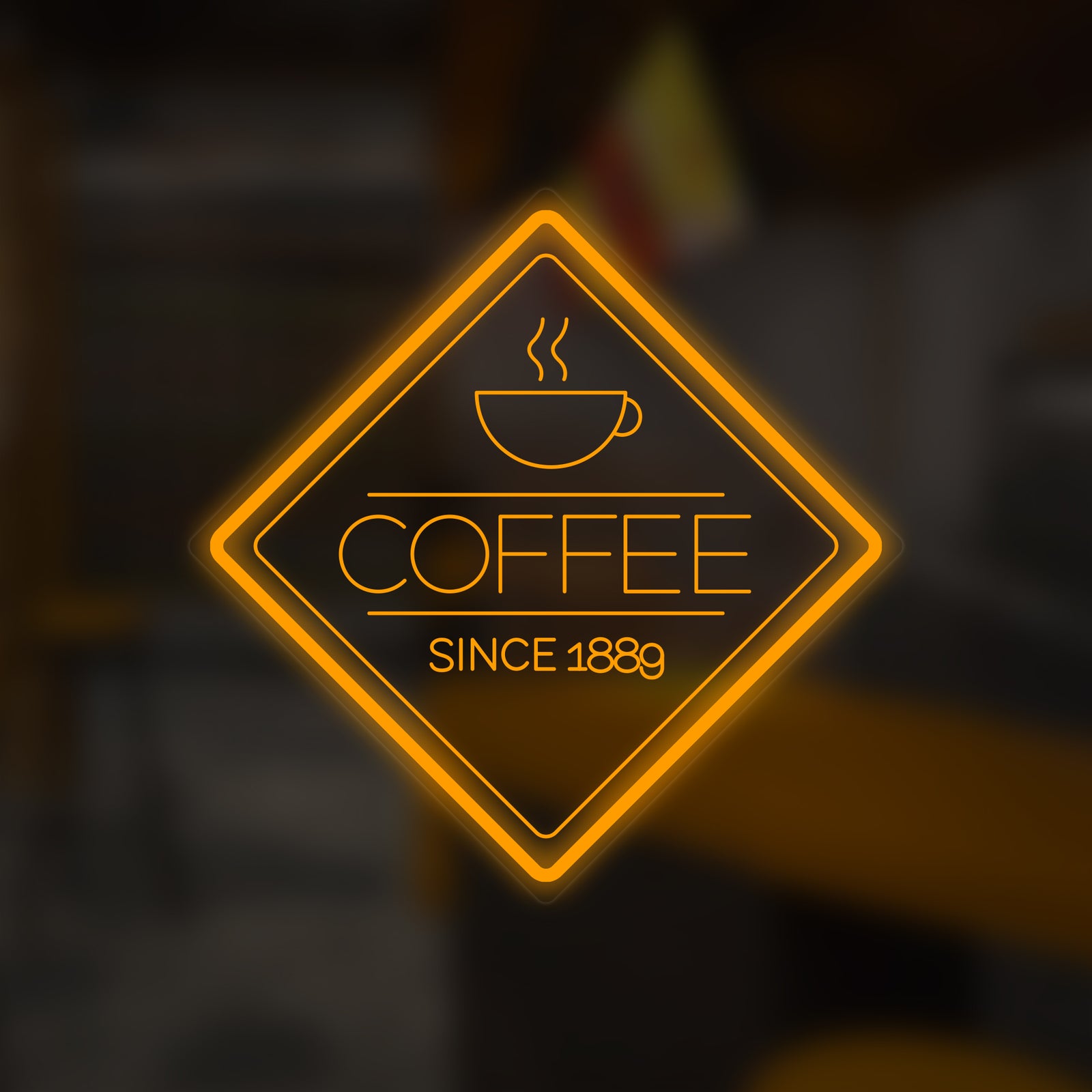 Charming 'Coffee Shop' mini neon sign with a warm glow, featuring detailed lettering and illustrative coffee elements.