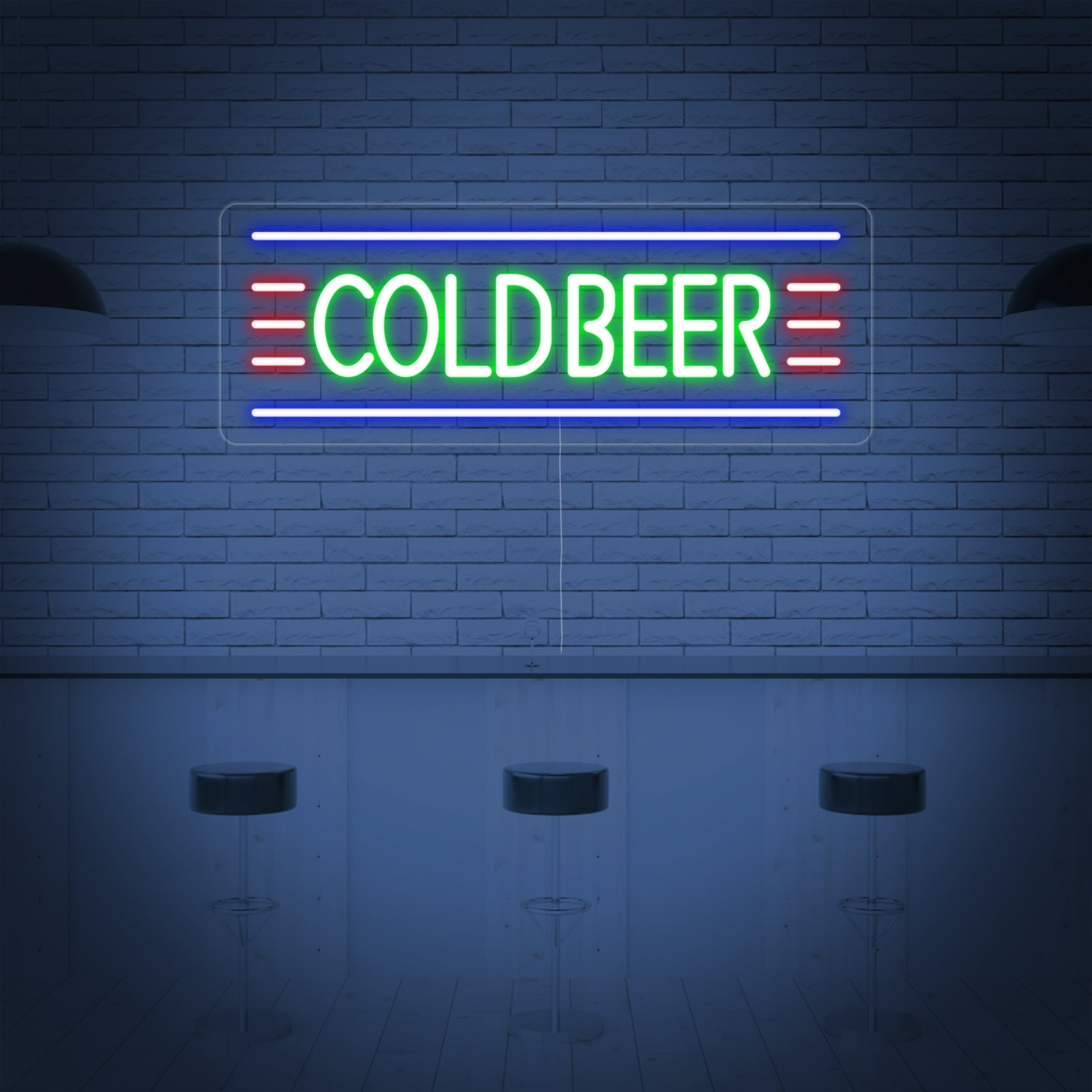 A clean, graphic representation of the 'Cold Beer' neon sign design against a neutral background.