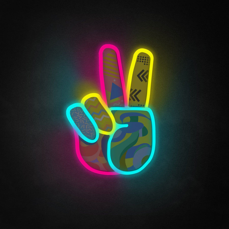 "Colorful Peace Sign" Neon Like Sign
