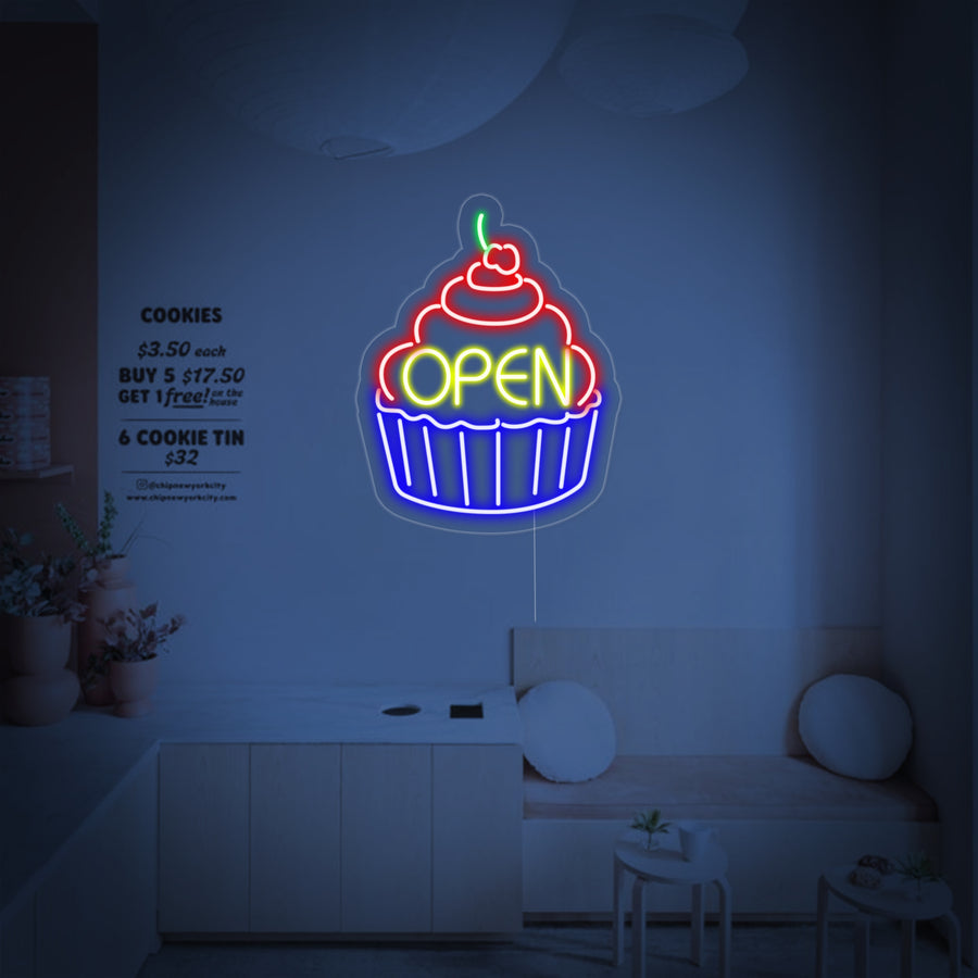"Cupcake Open" Neon Sign