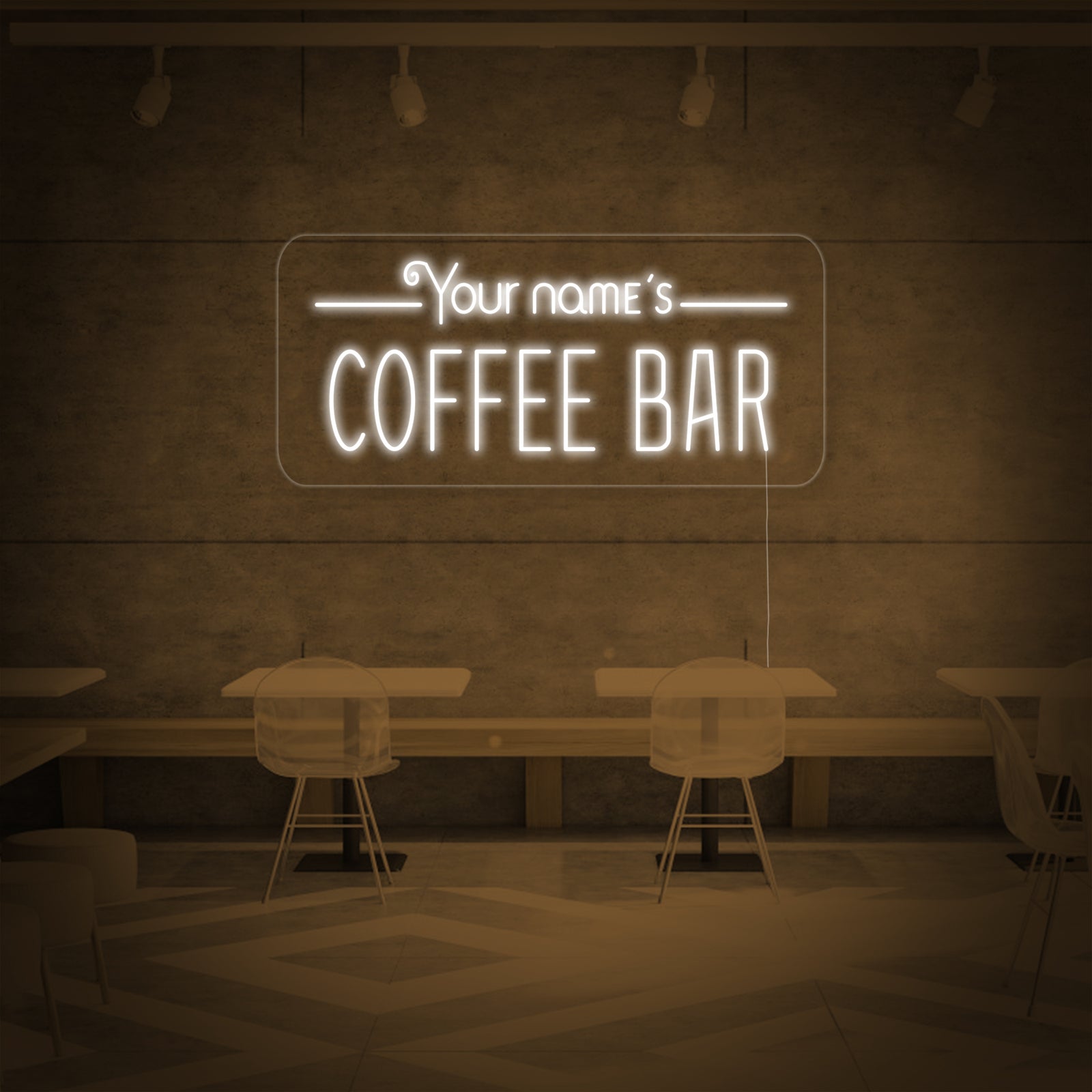 Digital rendering of the personalized 'Custom Coffee Bar' sign design on a transparent background.