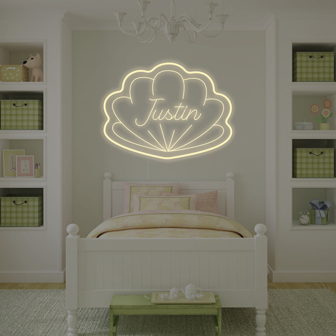 "Custom Kids Name Shell Shape, Kids Room Decor" Neon Sign