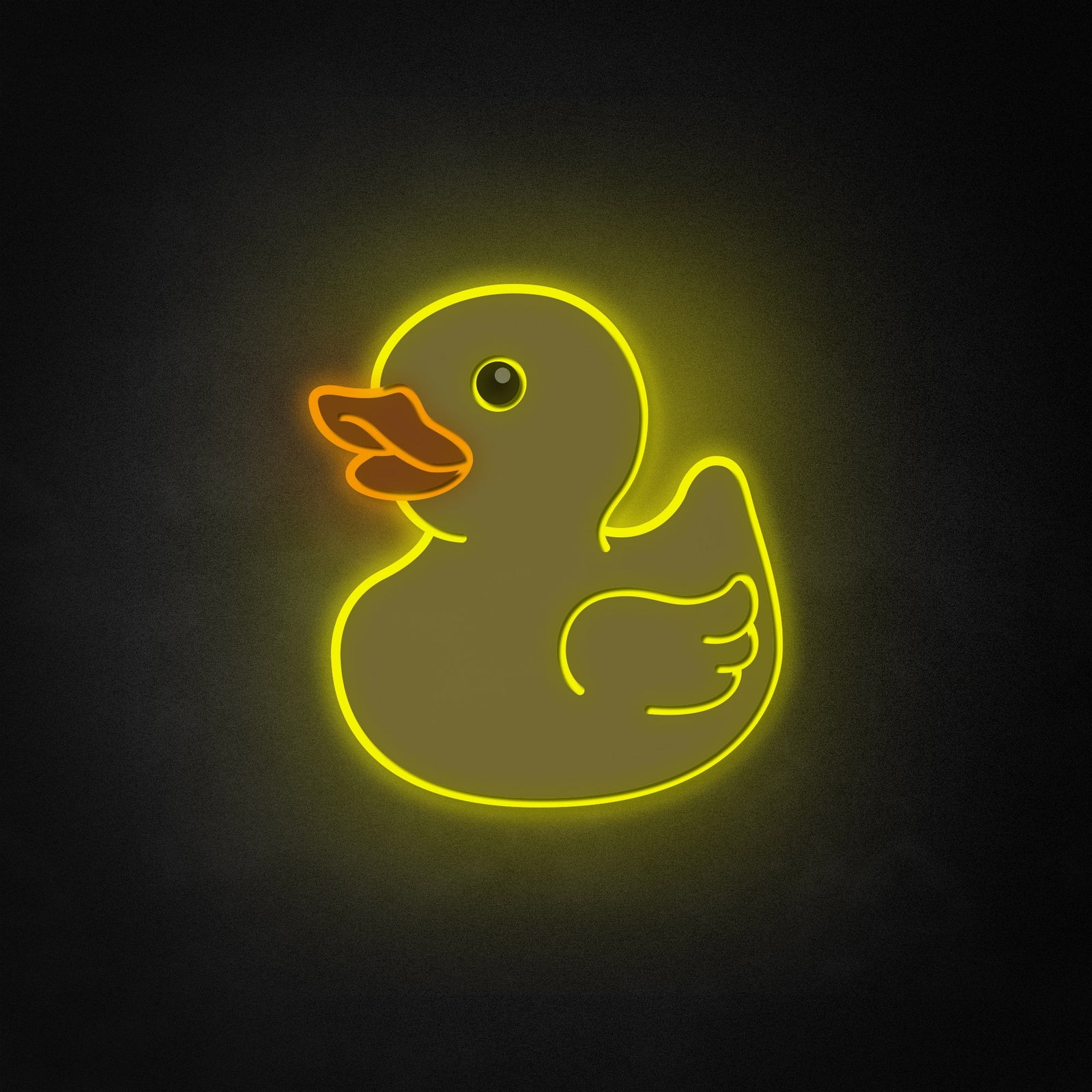 Cute rubber duck neon-style sign with a warm glow