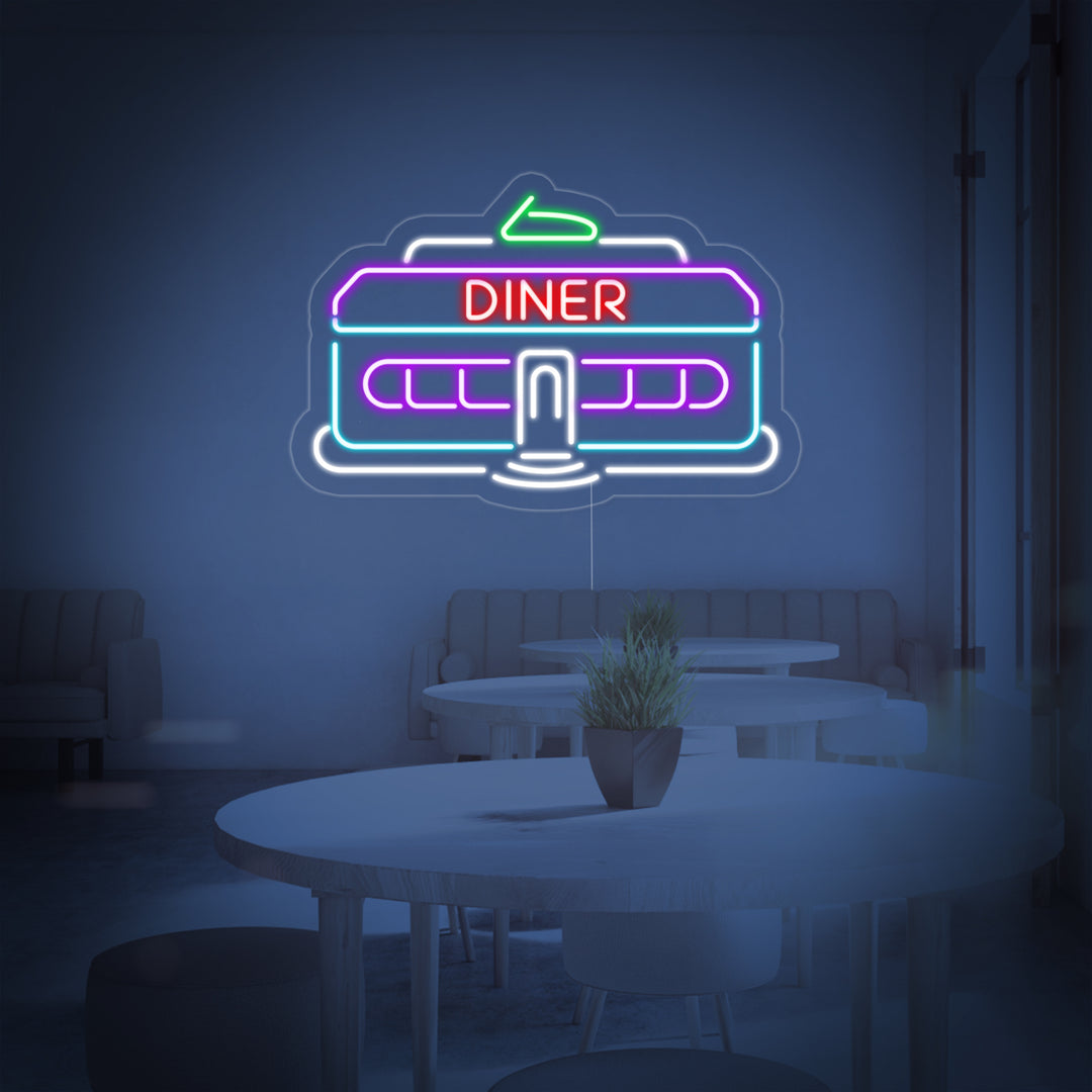 "DINER CAR 1950 Classic Retro Restaurant" Neon Sign