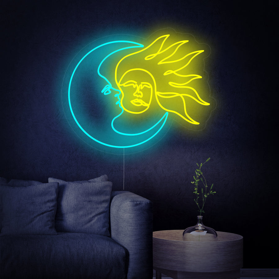 "Day and Night Moon and Sun" Neon Sign