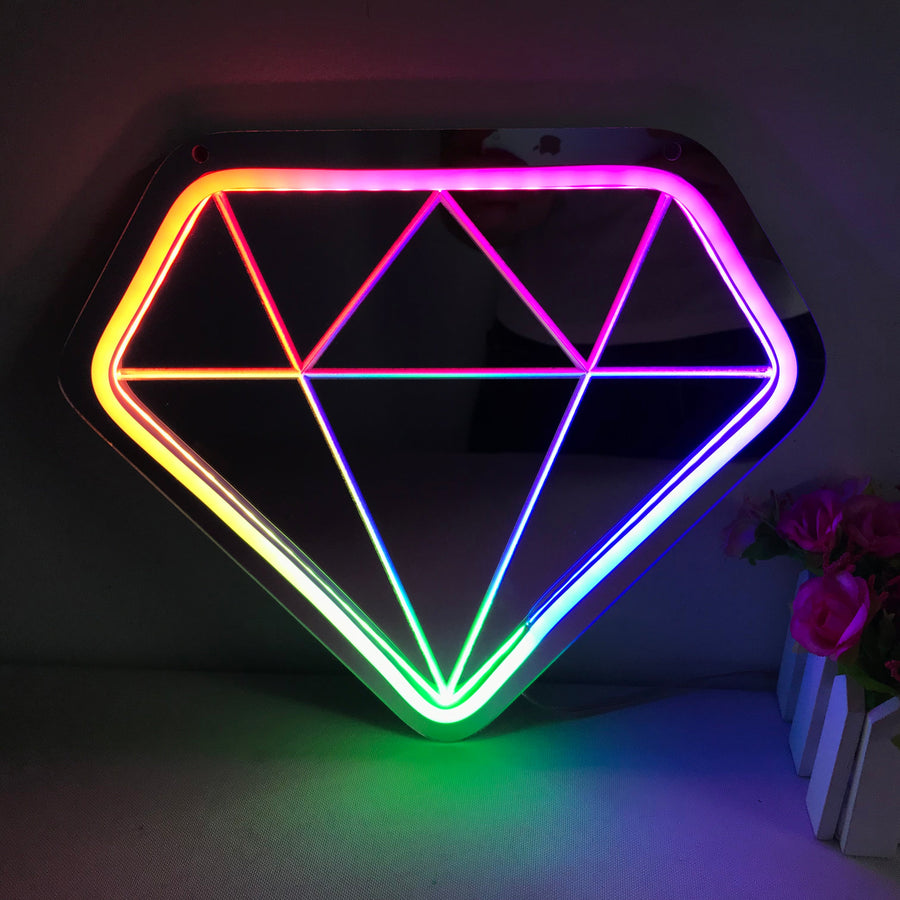 "Diamond, Dreamy Color Changing" Mirror Neon Sign