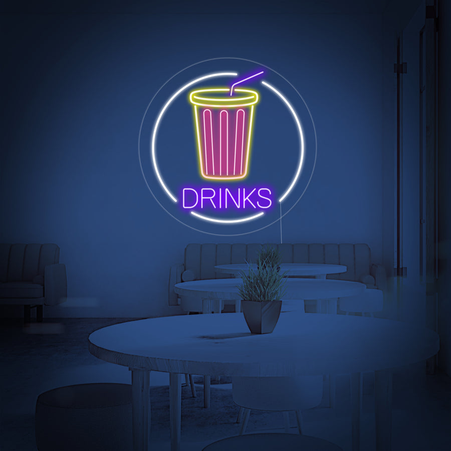 "Drinks With Cup" Neon Sign