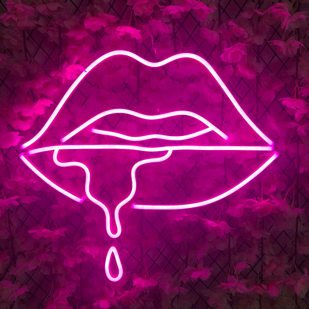 "Dripping Lips" Neon Sign