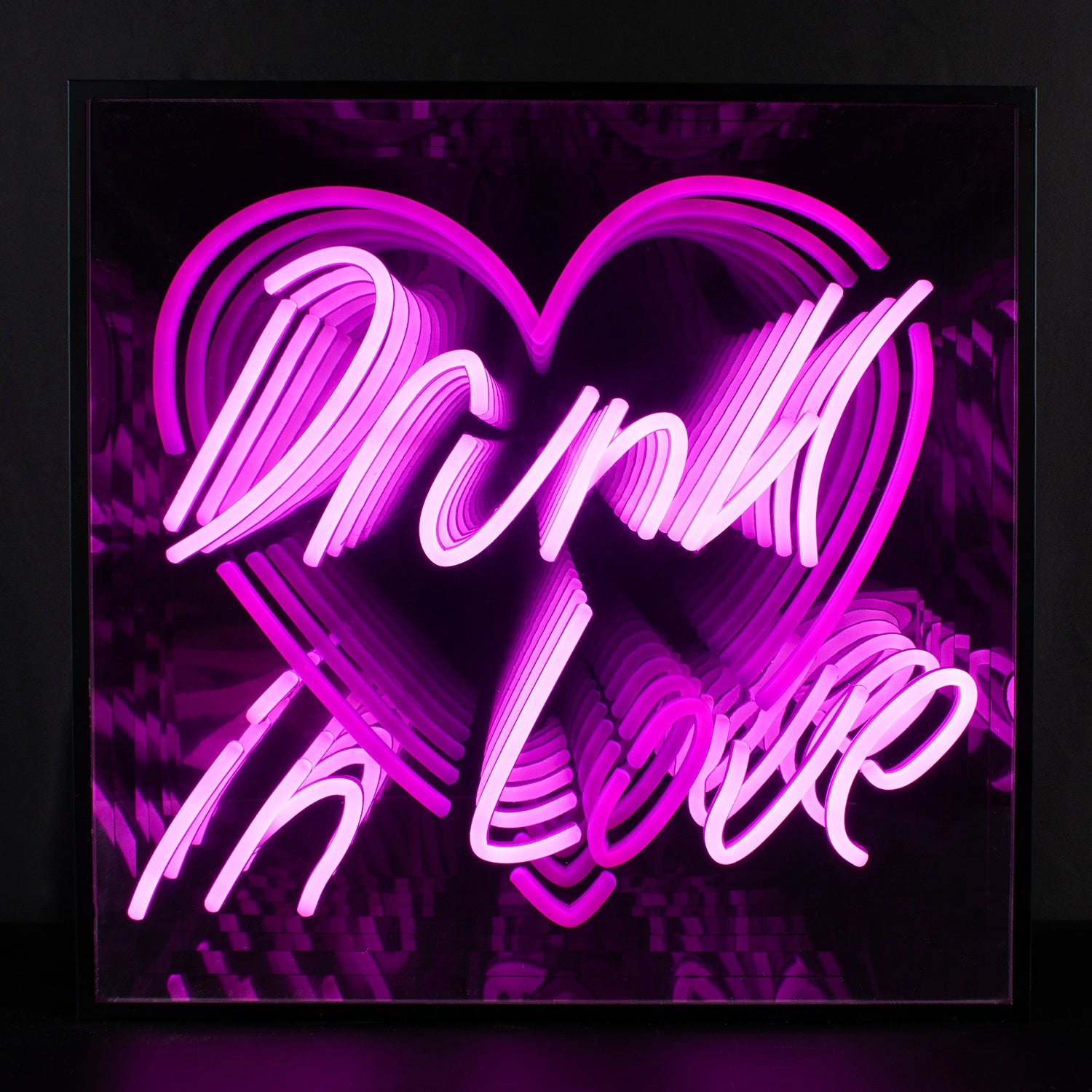Drunk in Love 3D infinity neon sign, a romantic wall decor piece.