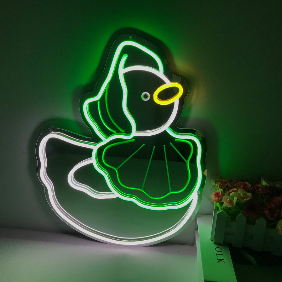 "Duck, Cartoon, Dreamy Color Changing" Mirror Neon Sign