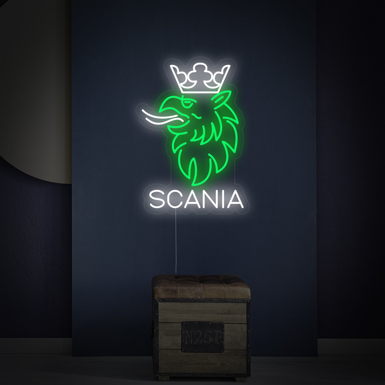 Detailed design of an Eagle Crown Car Logo neon sign on a clear backing