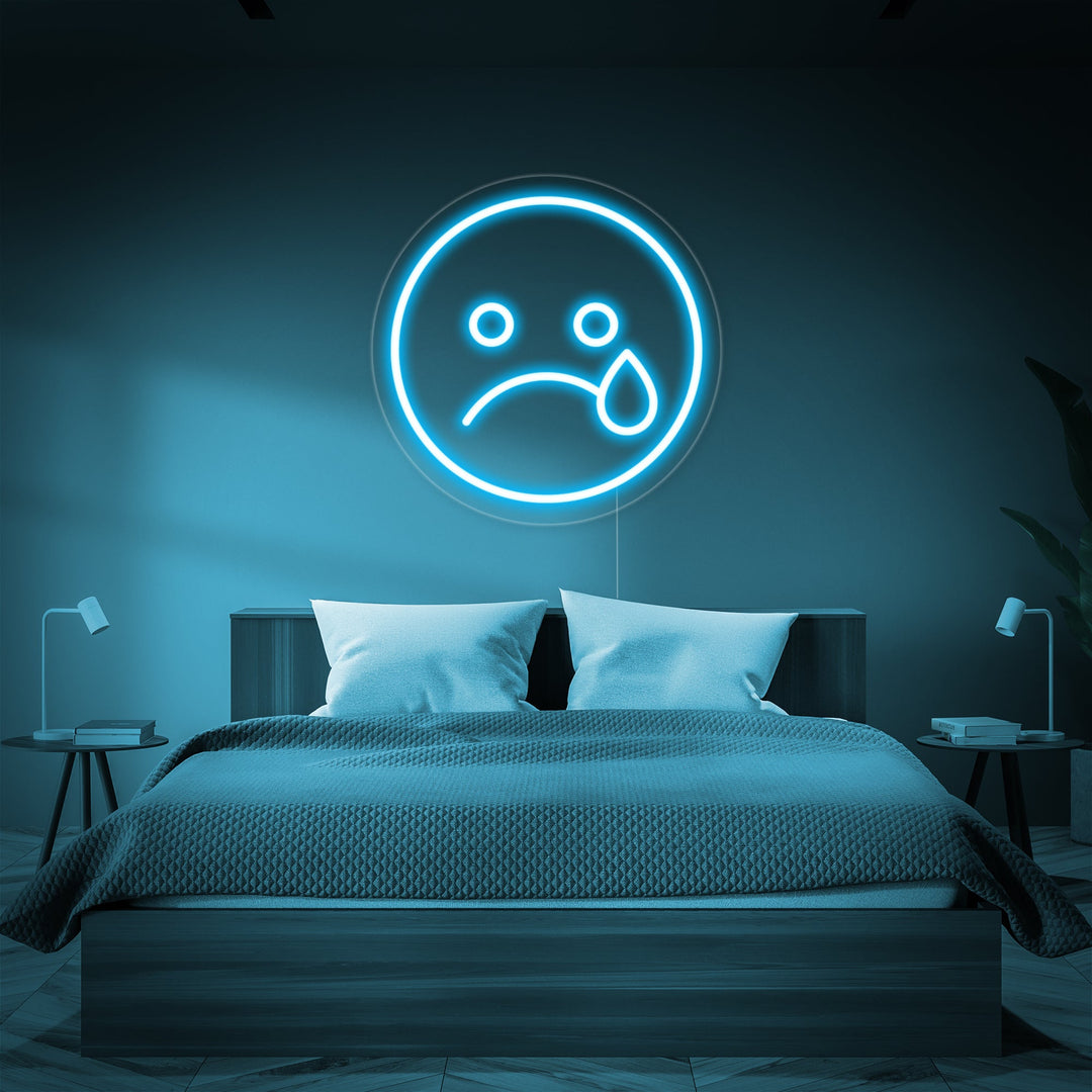 Emoji Sad Tear Neon Sign