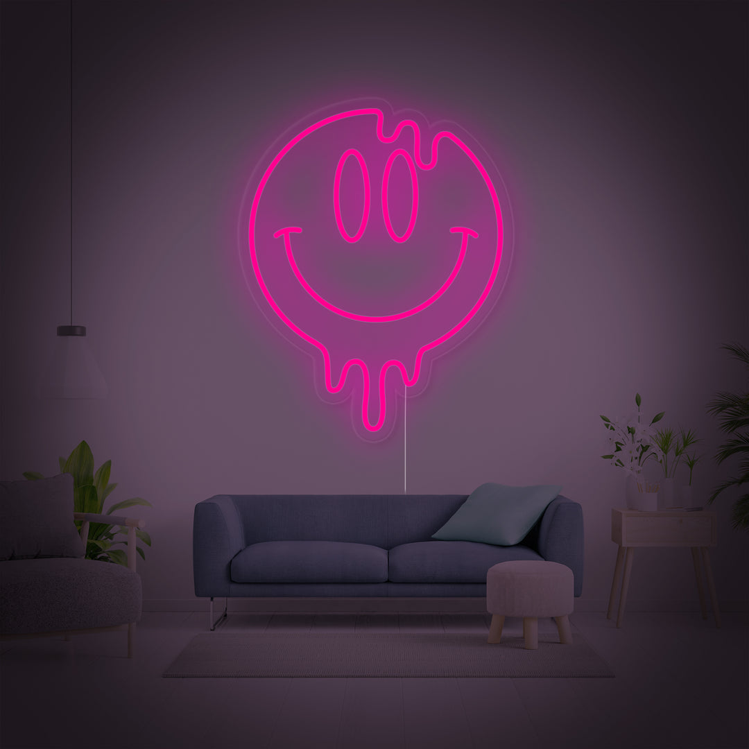 "Emoji Smiley Face Dripping" Neon Sign