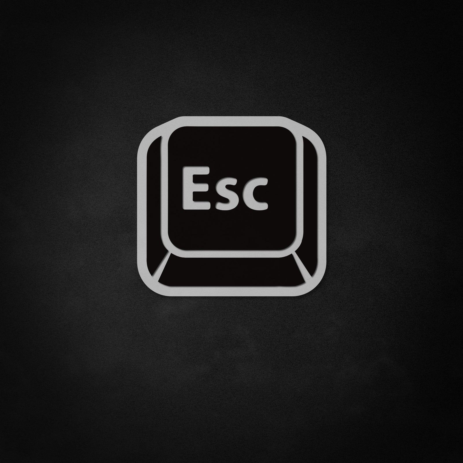 Graphic illustration of the Escape key neon sign on a gray background.