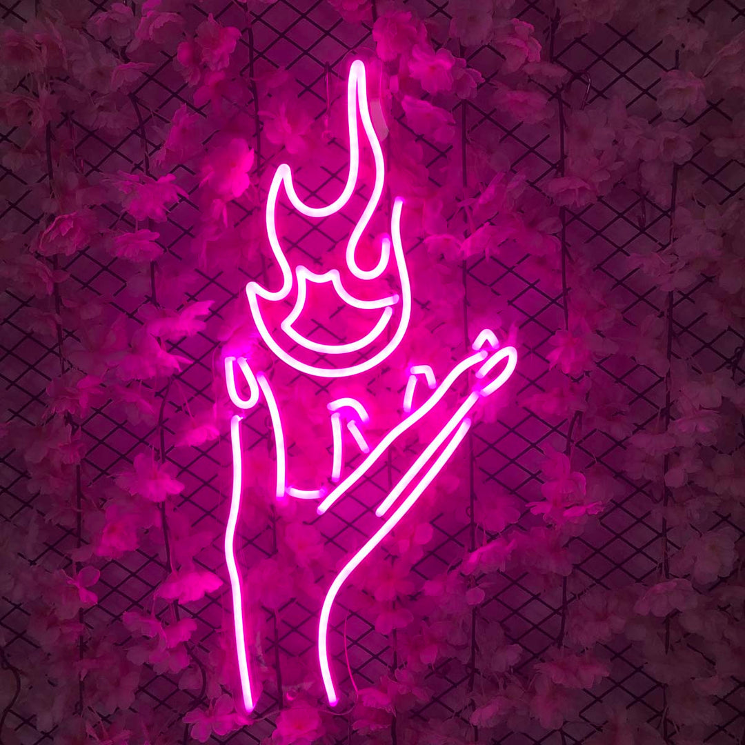 "Fire and Hand" Neon Sign