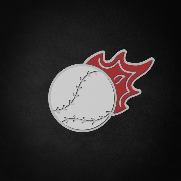 "Flaming Baseball" Neon Like Sign