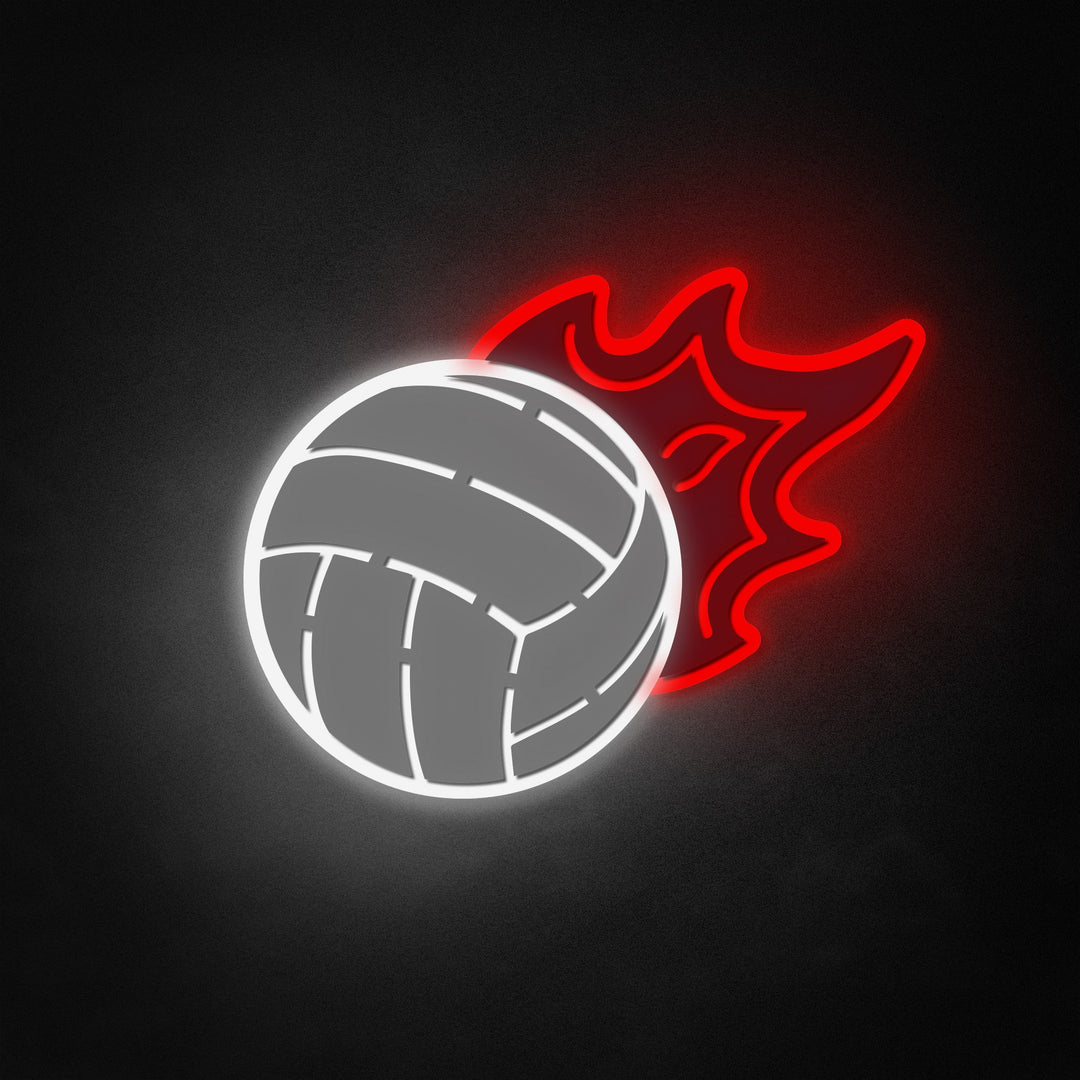 "Flaming Volley Ball" Neon Like Sign