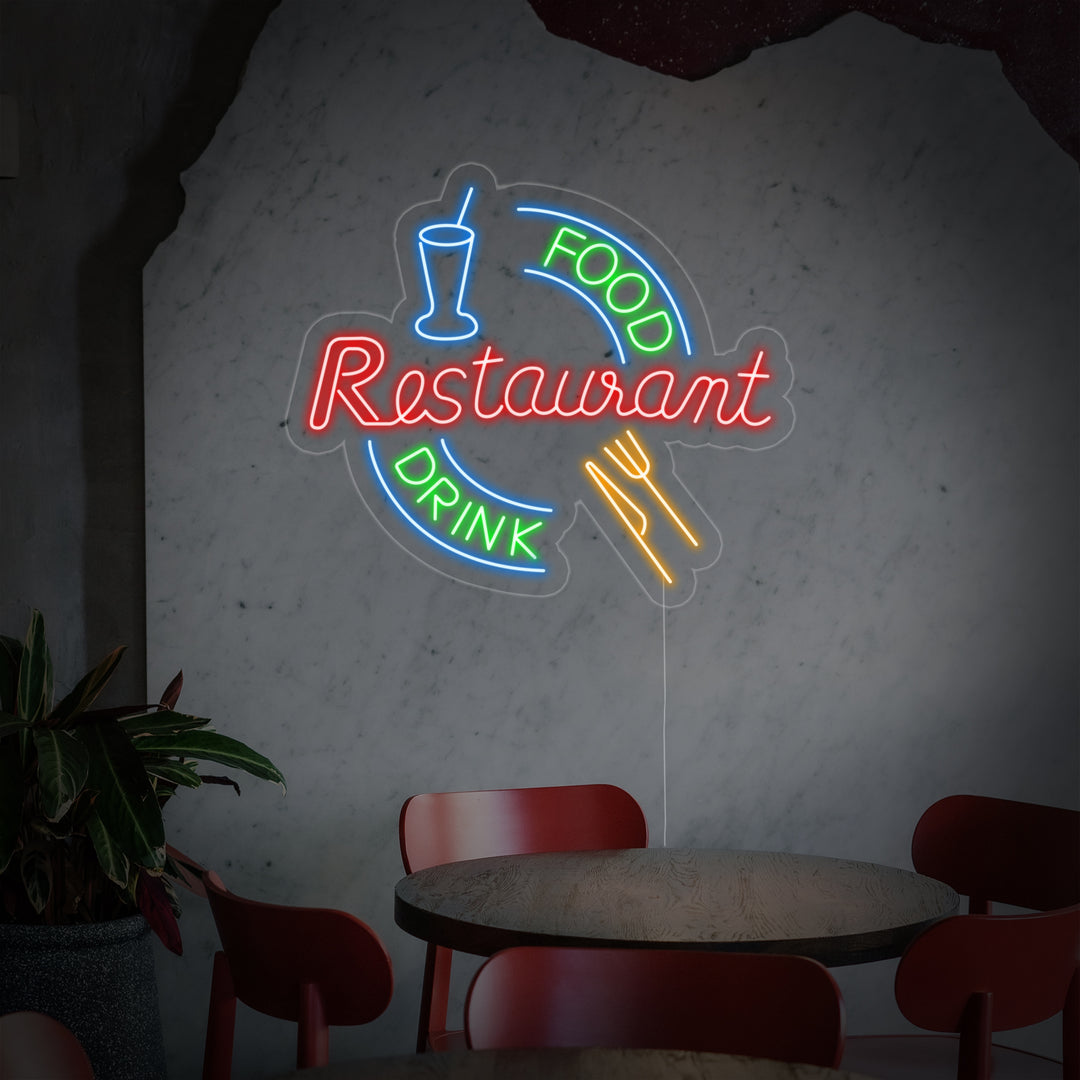 "Food And Drink Restaurant" Neon Sign