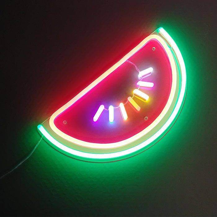 Vibrant fruit watermelon neon sign with a refreshing glow