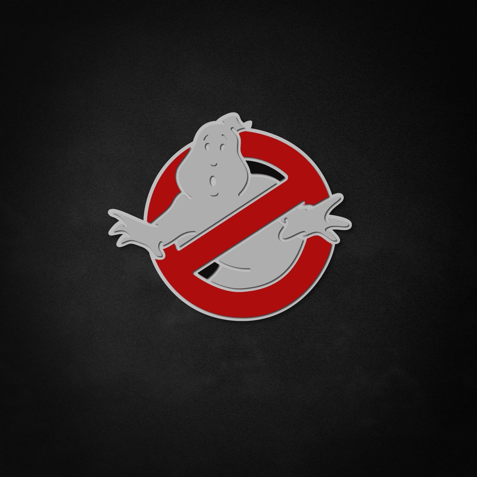 A clean graphic representation of the Ghostbusters Dangers Stop Entry neon sign design.