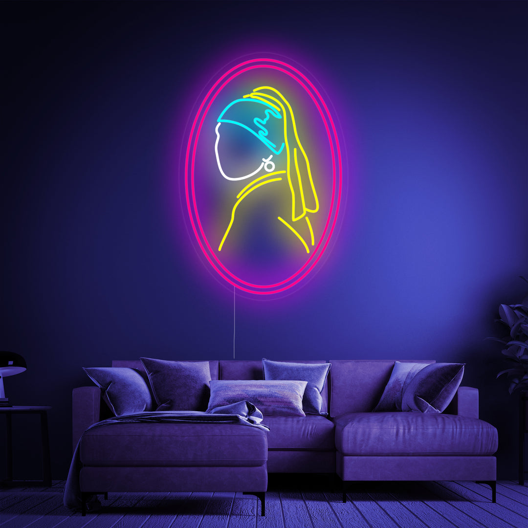 "Girl with Pearl Vermeer" Neon Sign