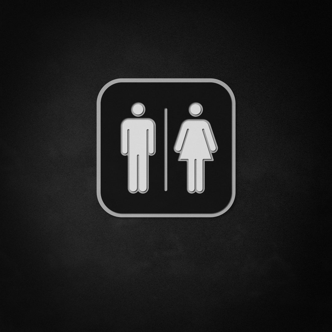 "Girls And Boys Restroom Logo, Toilet Decor" Neon Like Sign