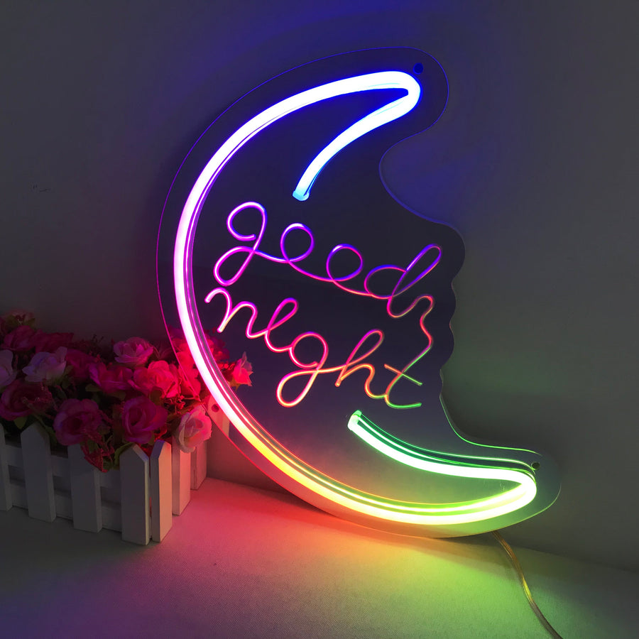 "Good Night, Dreamy Color Changing" Mirror Neon Sign