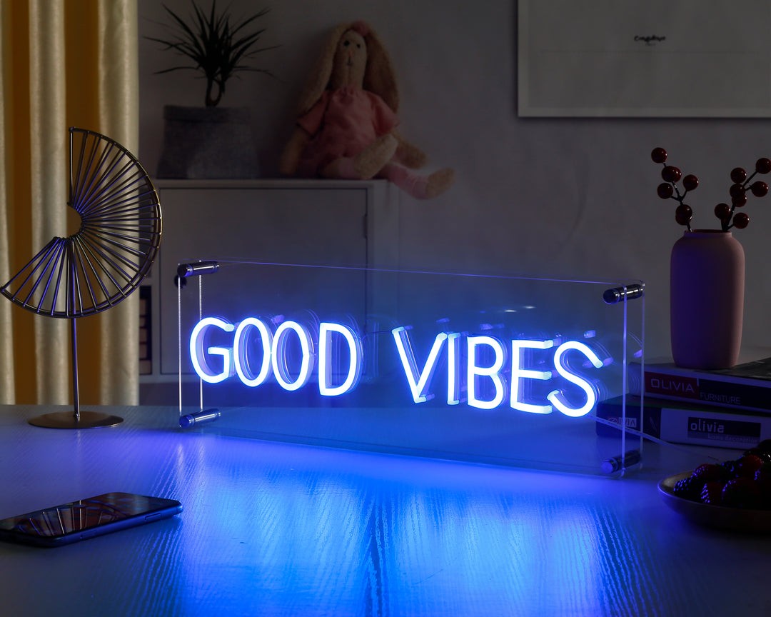 "Good Vibes" Desk LED Neon Sign