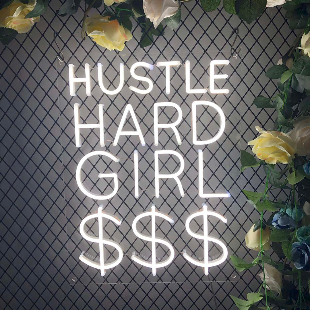 "HUSTLE HARD GIRL" Neon Sign