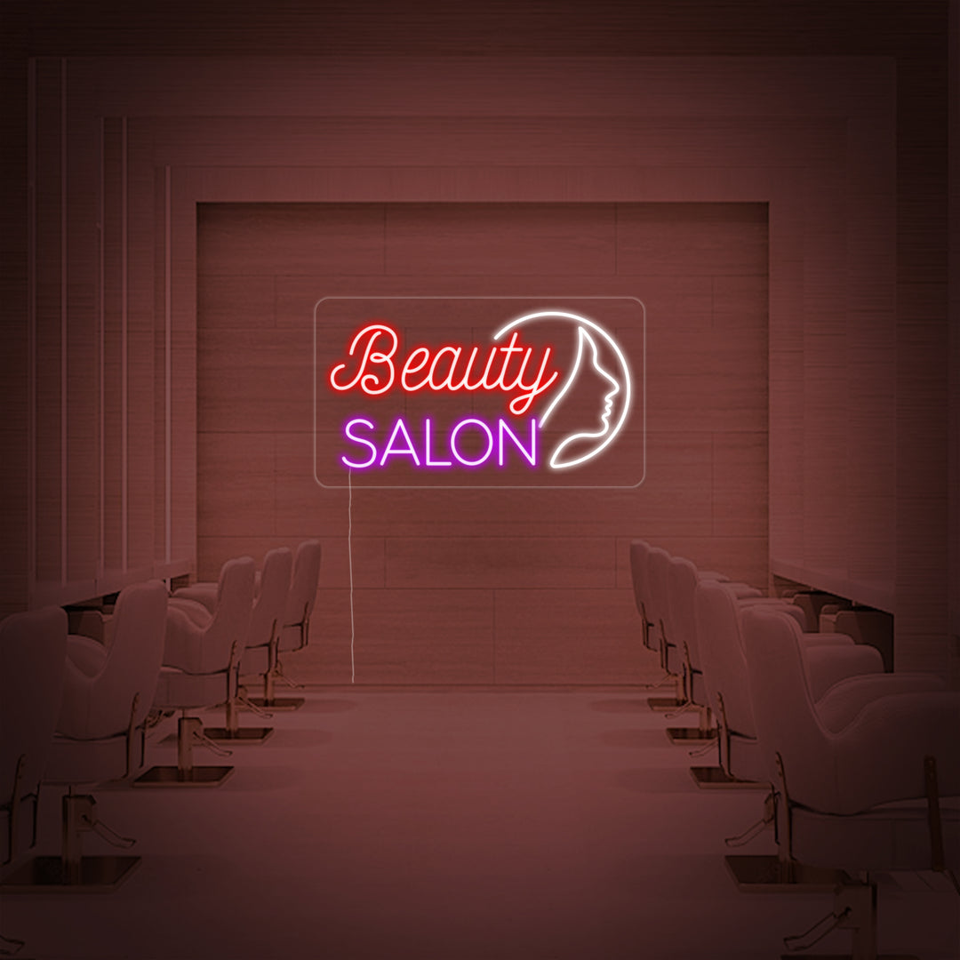 "Hair Salon Beauty Salon Girl Face" Neon Sign