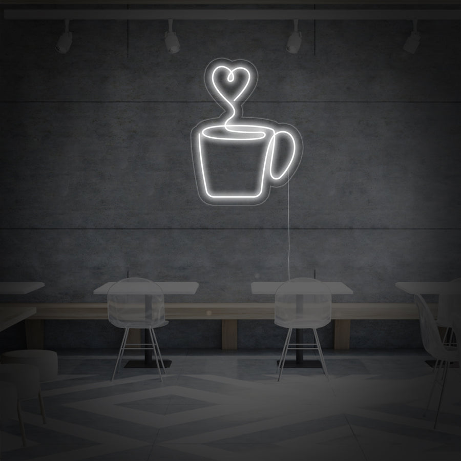 "Heart Coffee Tea Cup" Neon Sign