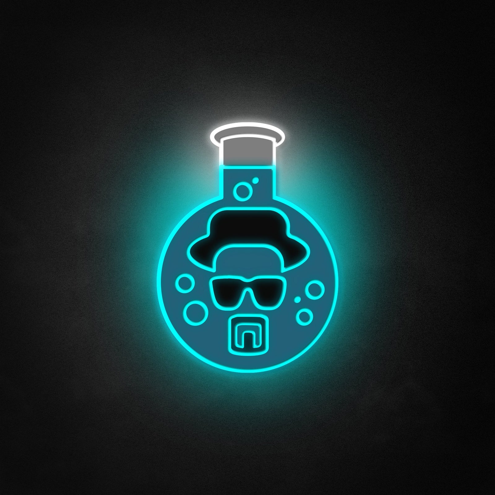 Heisenberg blue neon like wall sign design rendering on a textured backdrop