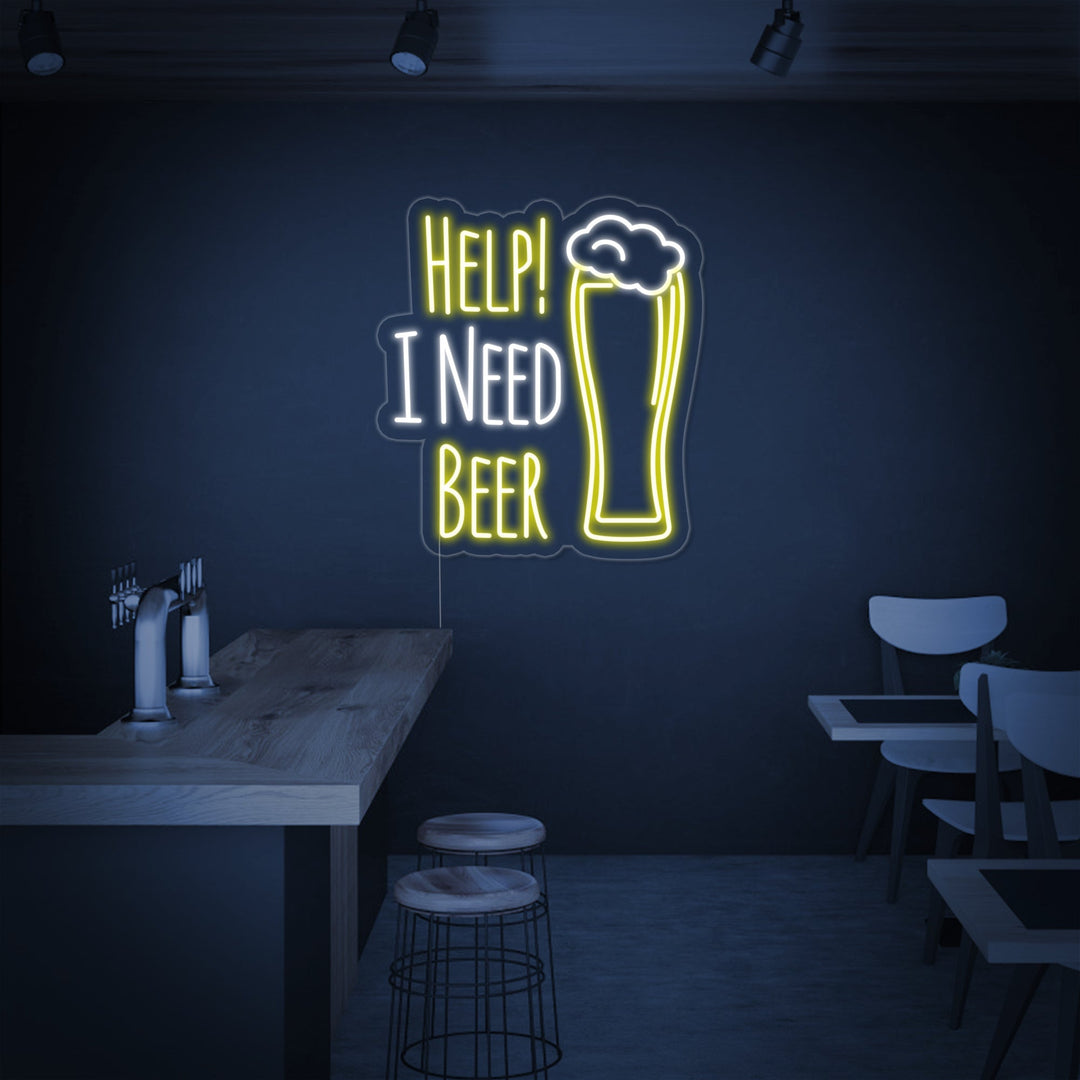 "Help I Need Beer" Neon Sign