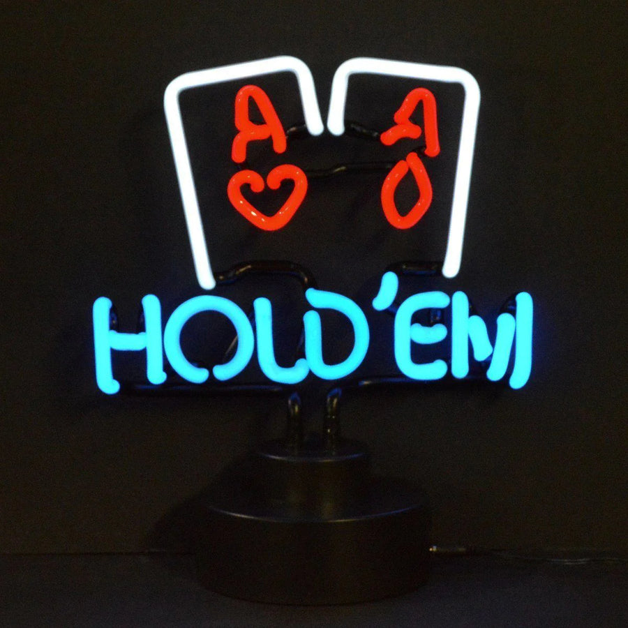 "Hold em Poker" Table Neon Sign, Glass Neon Sign