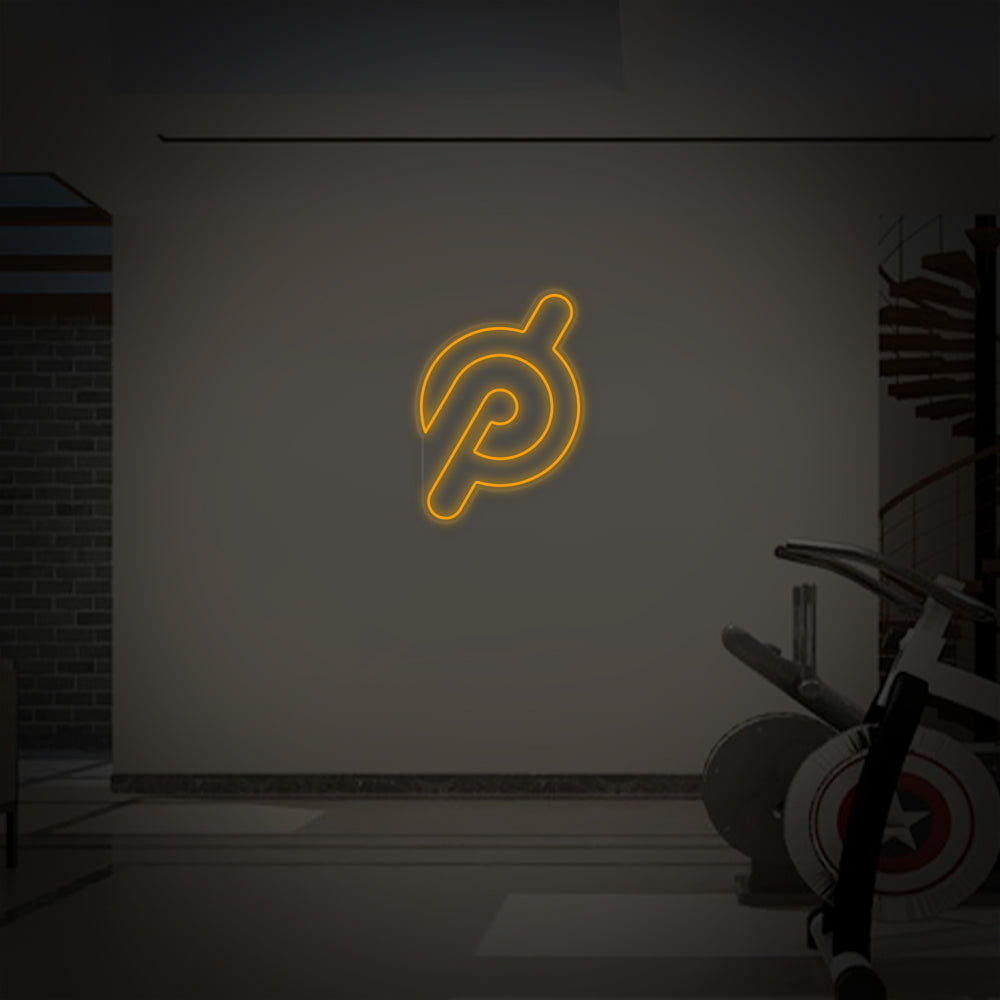 A glowing 'Gym' neon sign graphic superimposed onto a photograph of a brick wall in a fitness space.