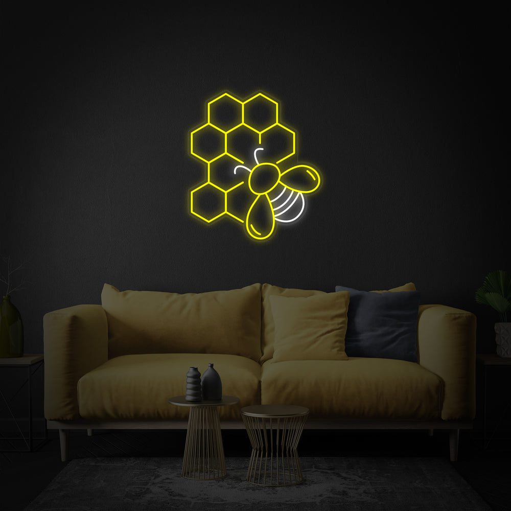 Flat graphic illustration of the Honeycomb neon sign design.