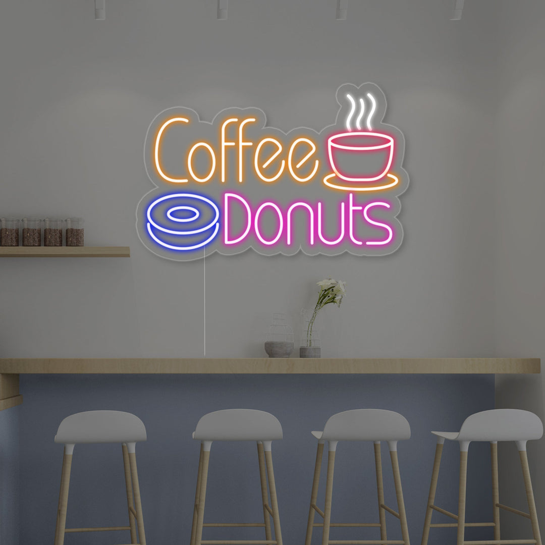 "Hot Coffee Donuts" Neon Sign
