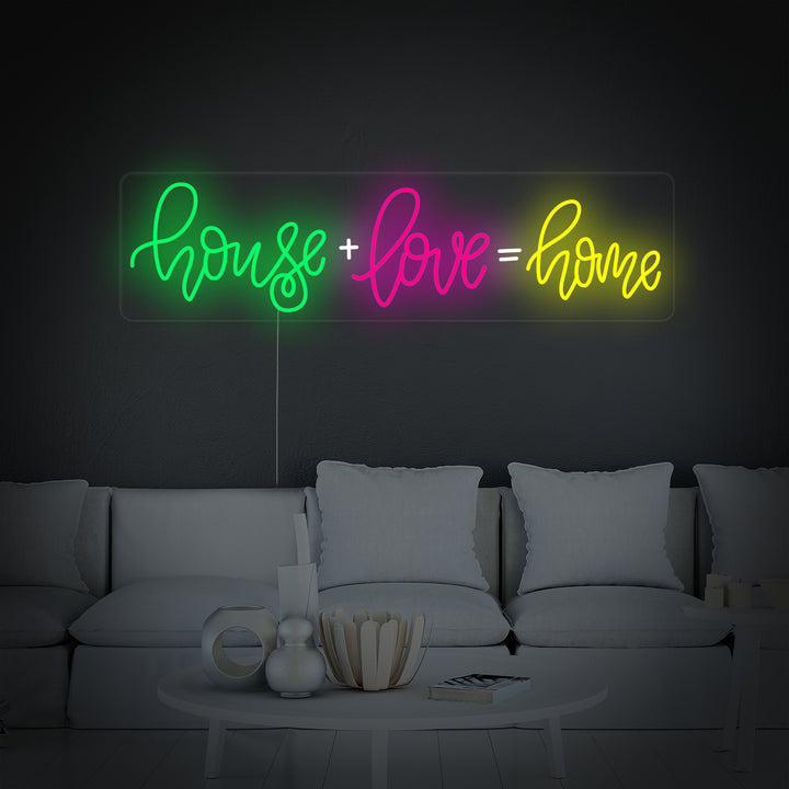 The complete design layout for the 'House Love Home' neon wall sign.