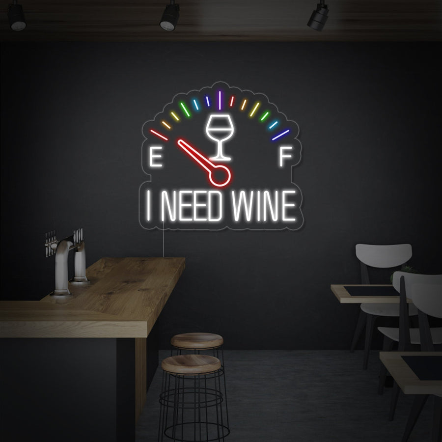 "I Need Wine Clock Bar" Neon Sign
