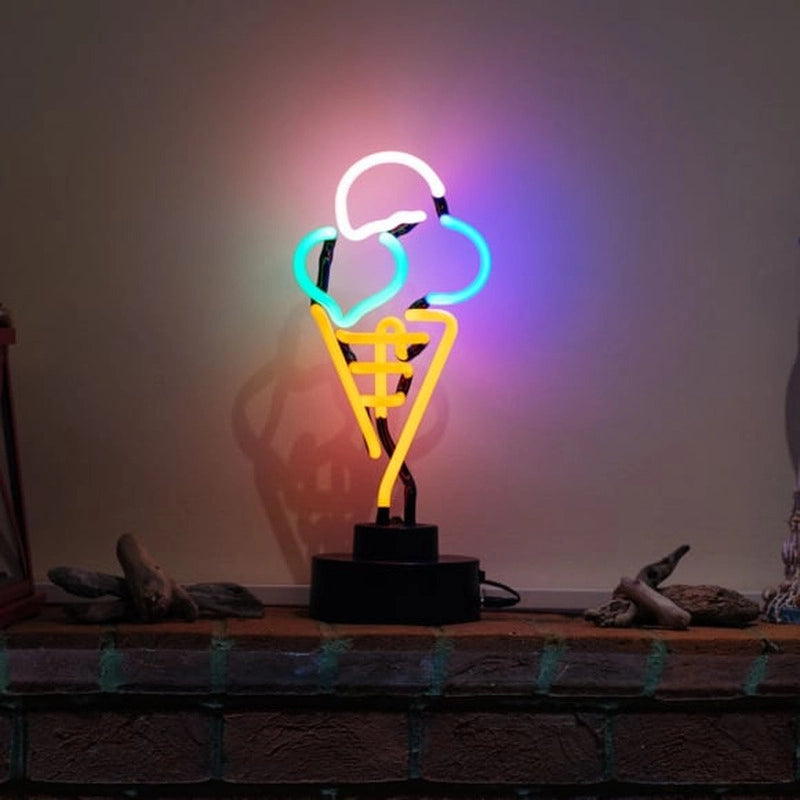 "Ice Cream" Table Neon Sign, Glass Neon Sign