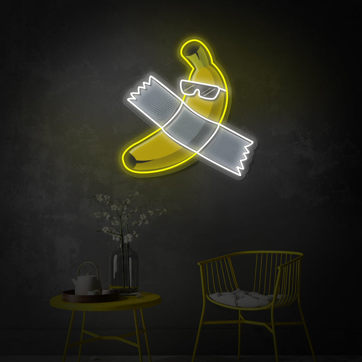 "Is This Art, Banana With Tape" UV Print LED Neon Sign