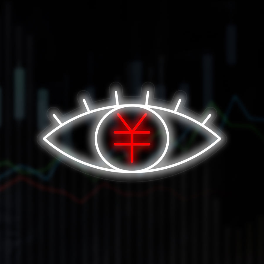 "Japanese Yen Symbol and Eye" Neon Sign