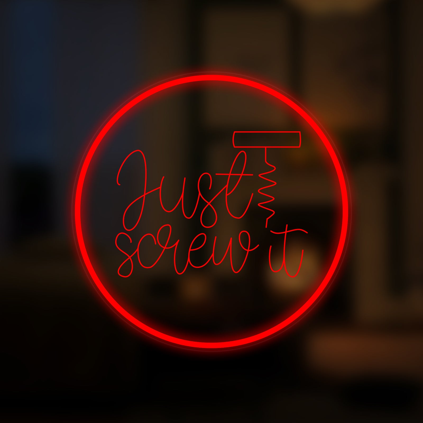 Graphic representation of the 'Just Screw it' neon sign design