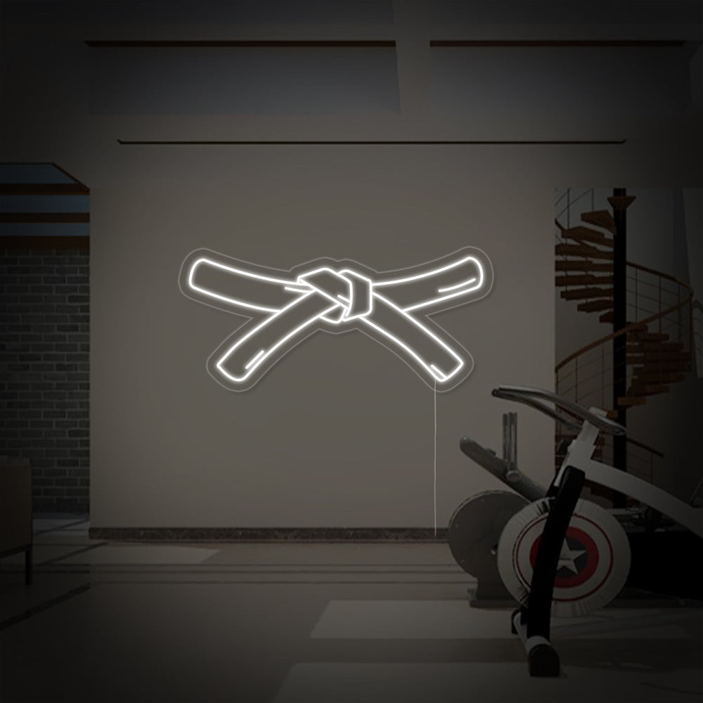 A clean, direct digital mockup representation of the karate belt neon sign design.