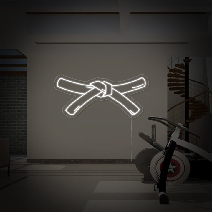 A clean, direct digital mockup representation of the karate belt neon sign design.