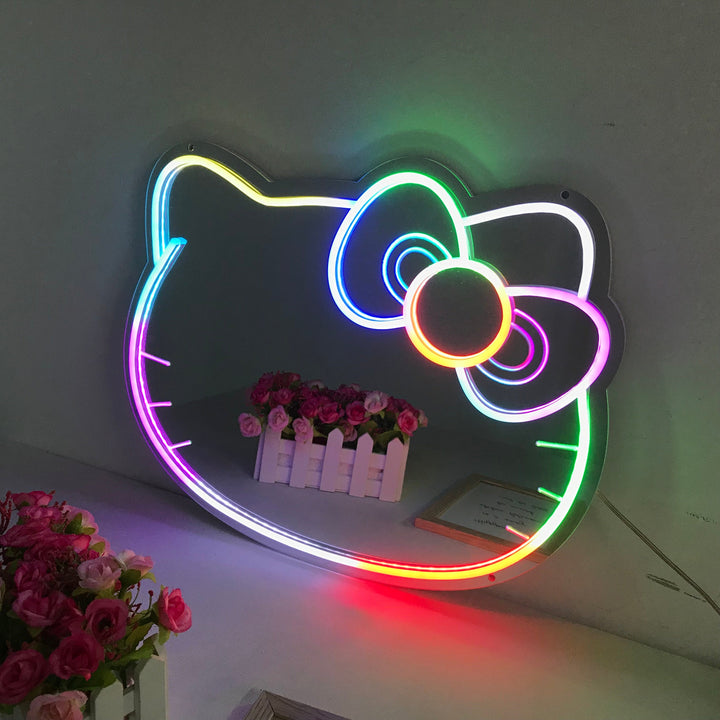"Kitty Cat, Cartoon, Dreamy Color Changing" Mirror Neon Sign